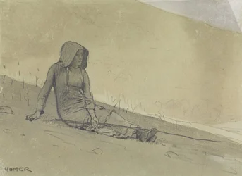 Girl Seated on a Hillside